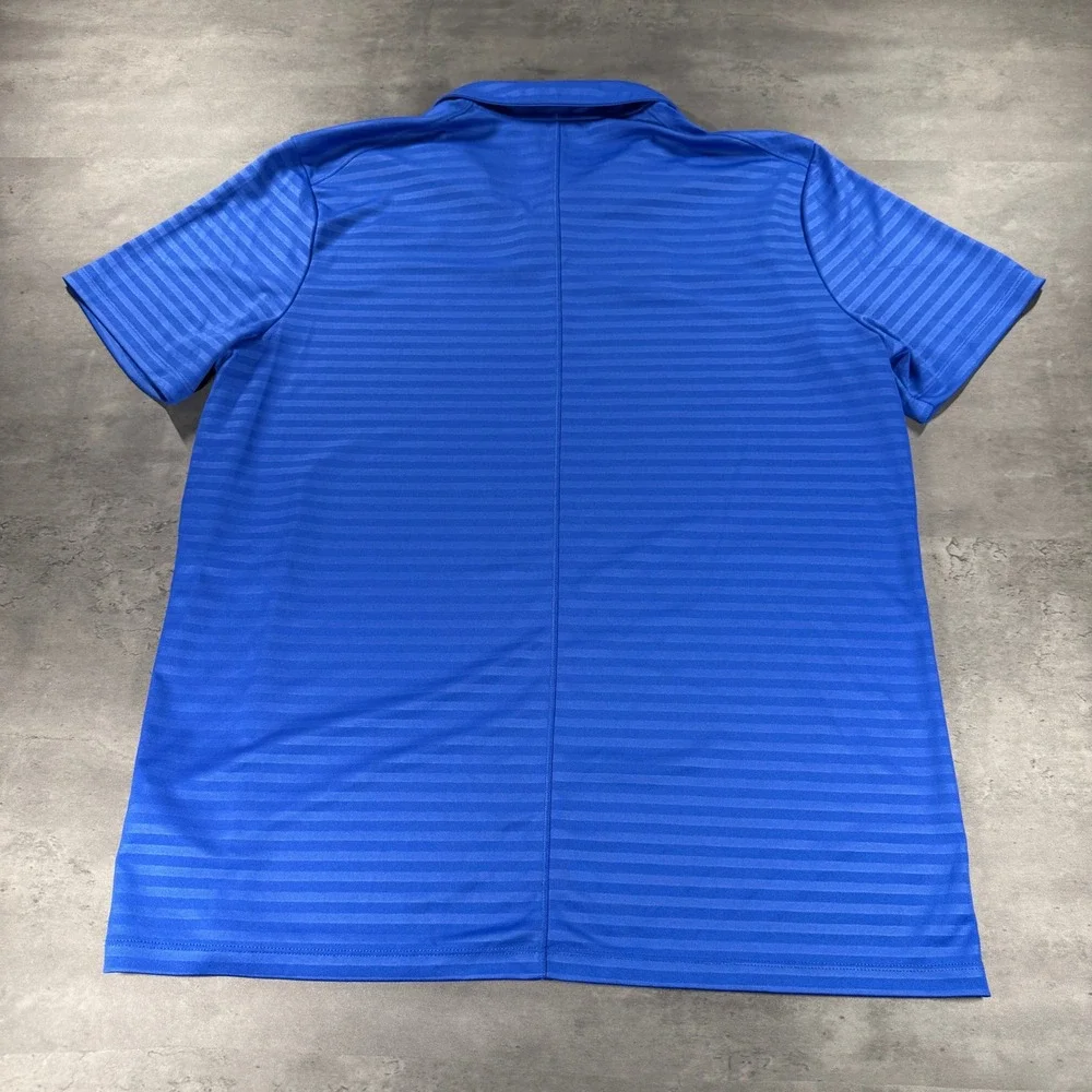Nike Dri Fit Golf Polo Shirt Blue Stripe Embroidered Chubbs St Andrews Womens XL